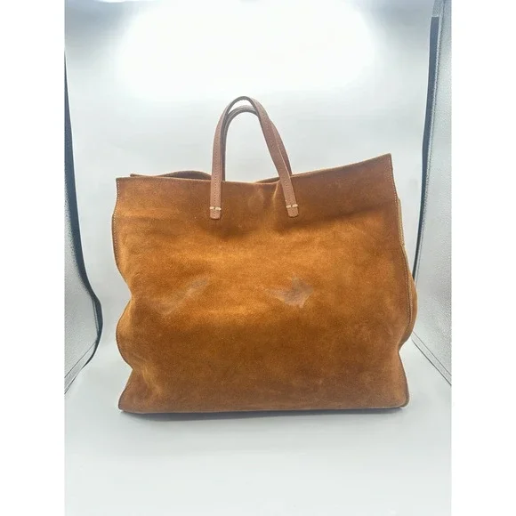 Clare V. Suede Brown Simple Tote Shoulder Bag - Picture 7 of 11